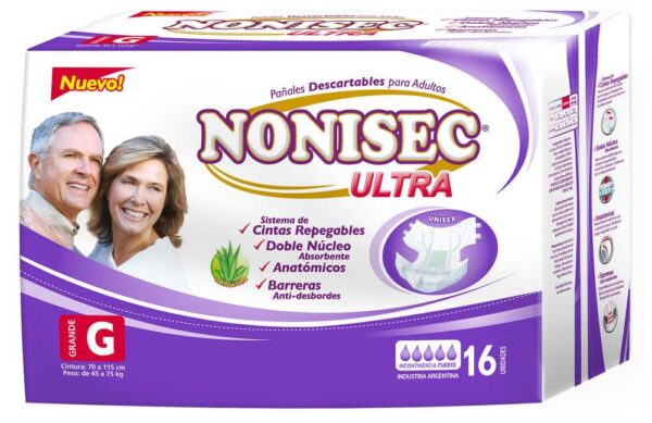 Nonisec Ultra Anatómico Pañal Elastizado (G-XG) x 16 Unidades