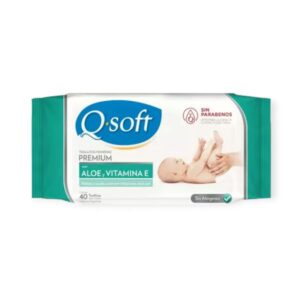 Q-soft Toallitas Húmedas Aloe Vera Premium x 40 Unidades.