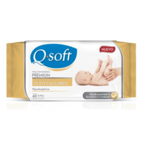 Q-Soft Premium Toallitas Húmedas Óleo Calcáreo x 40 Unidades