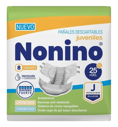 Pañales Nonino Elastizado Juvenil x 8 Unidades