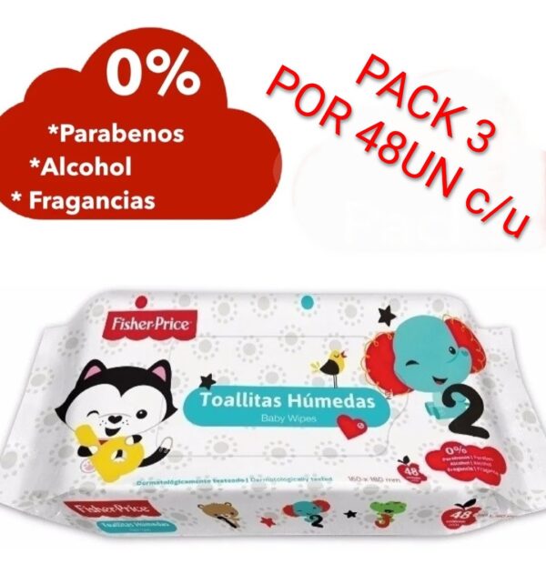 Toallitas Húmedas  Fisher-Price para Bebés  (PACK3 X 96 Y 48 UNIDADES)